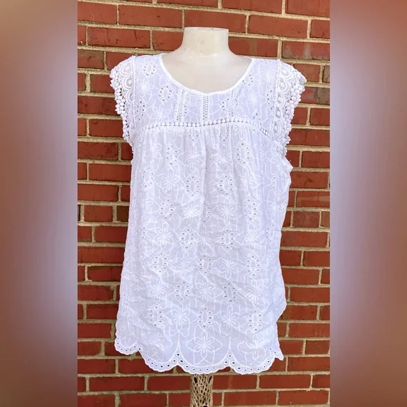 Knox Rose | White Lace Top Size L. | MK 15 - Picture 1 of 16